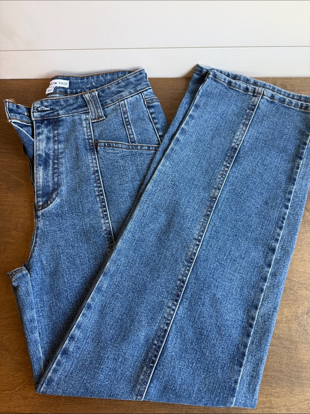 NOW THIS Straight-Leg Women’s  Jeans in Medium Blue